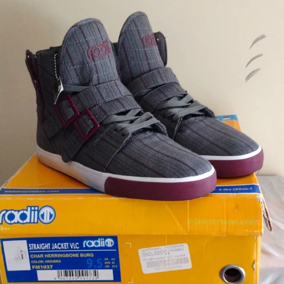Radii Char Herringbone Men's 9.5 Grey/Burg - Picture 1 of 15
